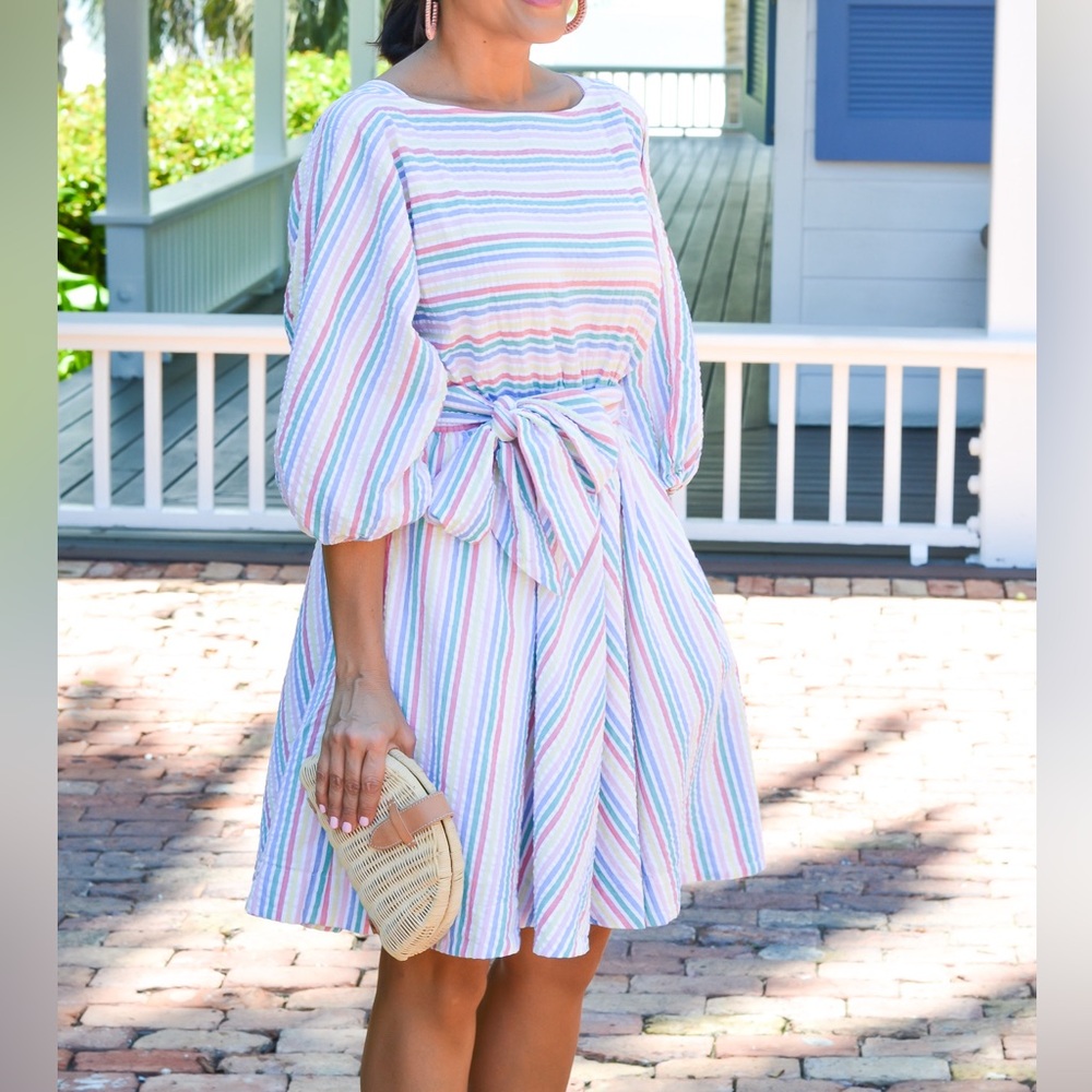 J. Crew rainbow seersucker dress
